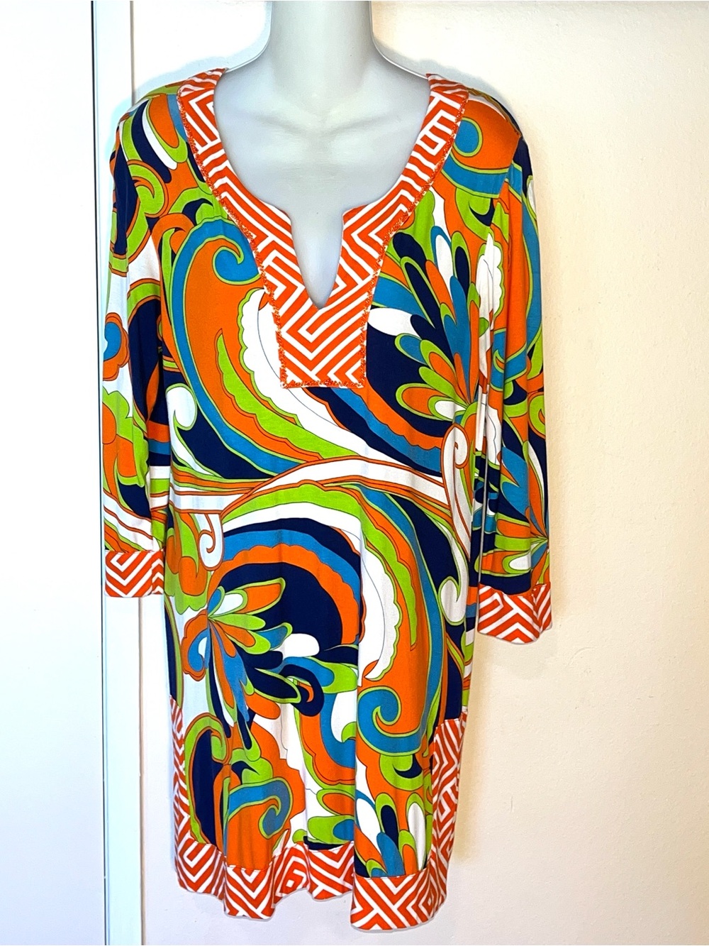 Retro-inspired 60s Pattern Design w/ Beaded Neckline
